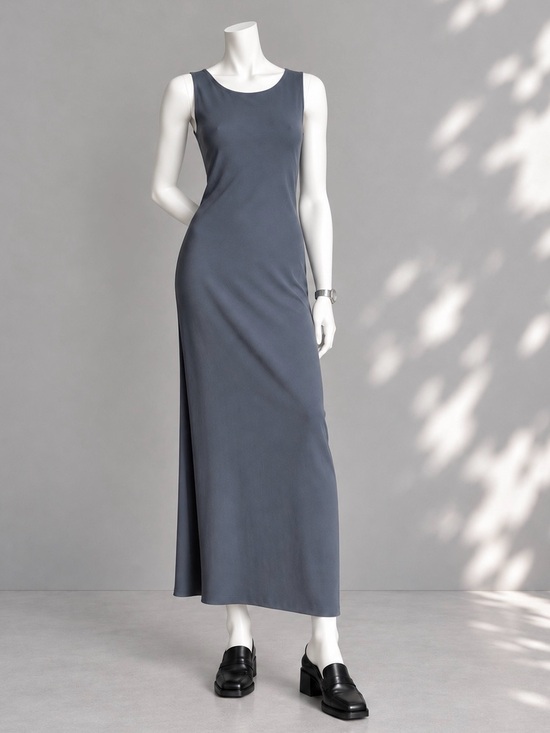 Eileen Fisher Dresses & Skirts - Eileen Fisher Silk Georgette Maxi Dress Petite M Gray Minimalist Casual Work